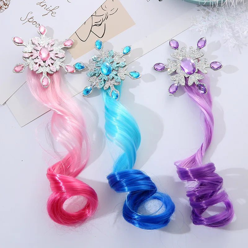 Girls Gradient Color Wig Hair Clip – Curly Princess Braid Kids Hair Clip PLUSH