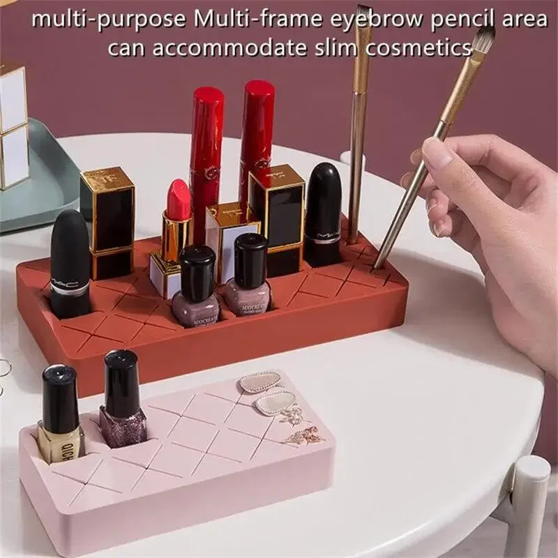 Silicone Lipstick & Makeup Brush Desktop Organizer Rack Makeup Organizer PLUSH