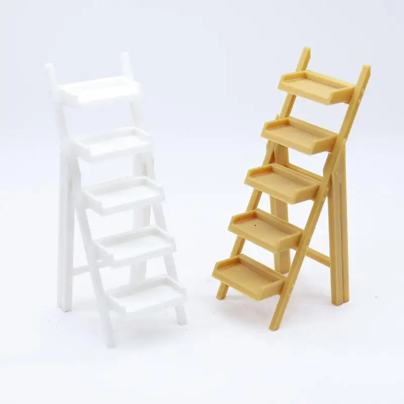 1:12 Miniature Dollhouse Ladder Shelf | Multi-Layer Display Rack Dollhouse Miniature Shelf PLUSH
