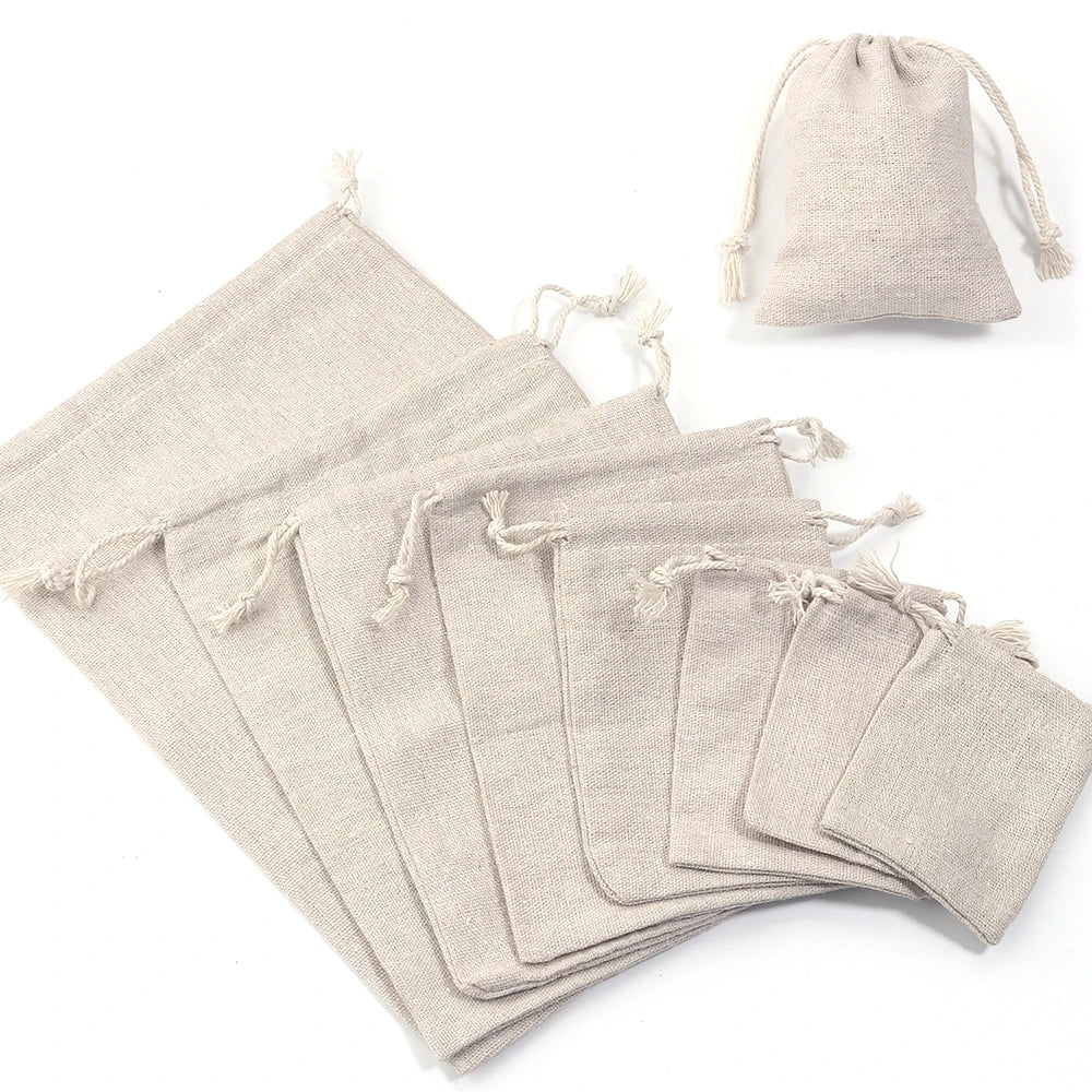 Jute Linen Drawstring Bags – Jewelry & Gift Pouches 5-10pcs Jewelry Gift Pouches PLUSH