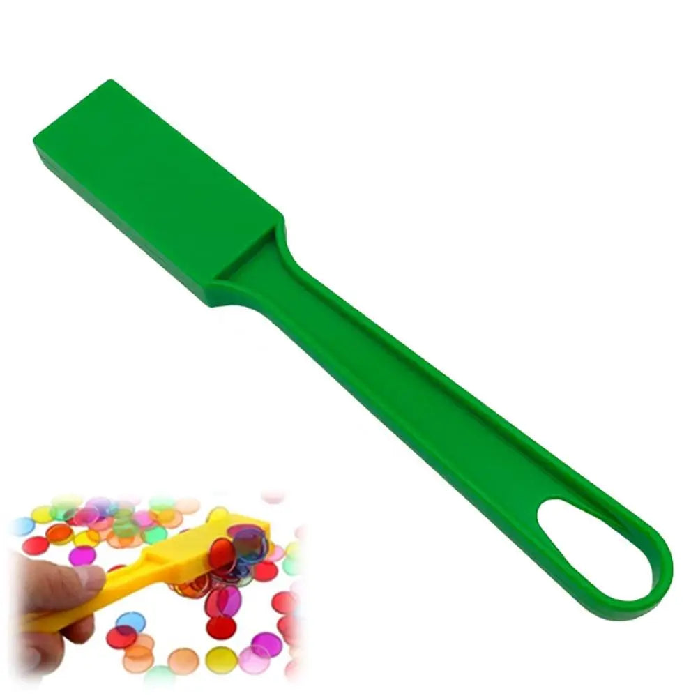 Montessori Magnetic Bingo Chips & Wand Set – 100pc Color Sort Educational Game Set PLUSH Green