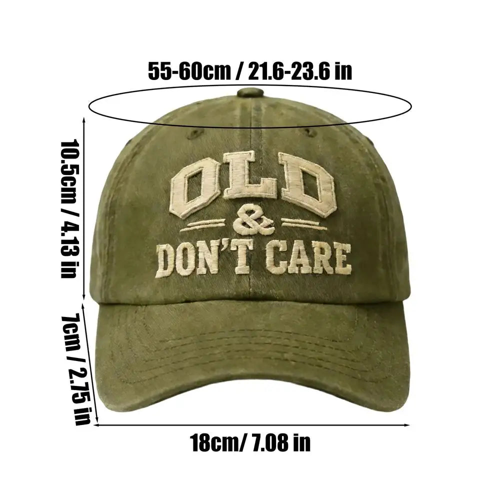 "OLD Don't Care" Embroidered Retro Washed Baseball Cap Baseball Cap PLUSH Green