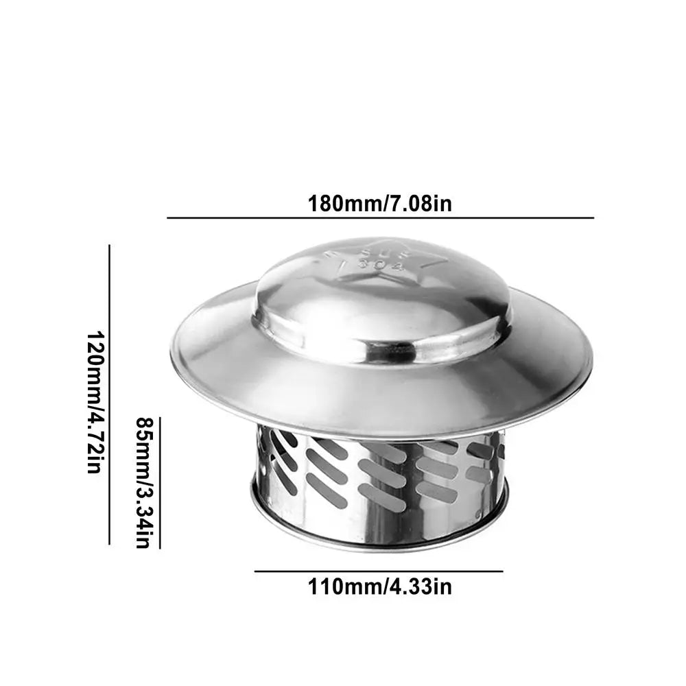 Stainless Steel Chimney Rain Cap | Waterproof Exhaust Pipe Cover Chimney Vent Cap PLUSH 110mm