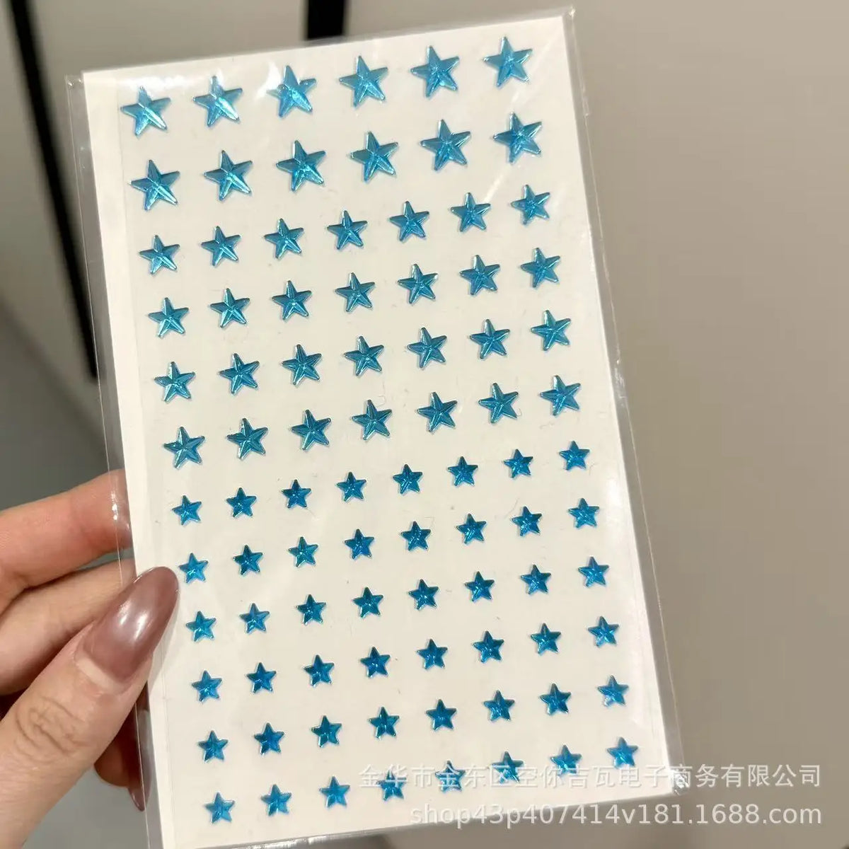Star Rhinestone Face Gem Stickers – Festival Glam | 1 Sheet Face Gem Stickers PLUSH lake blue 88Pcs