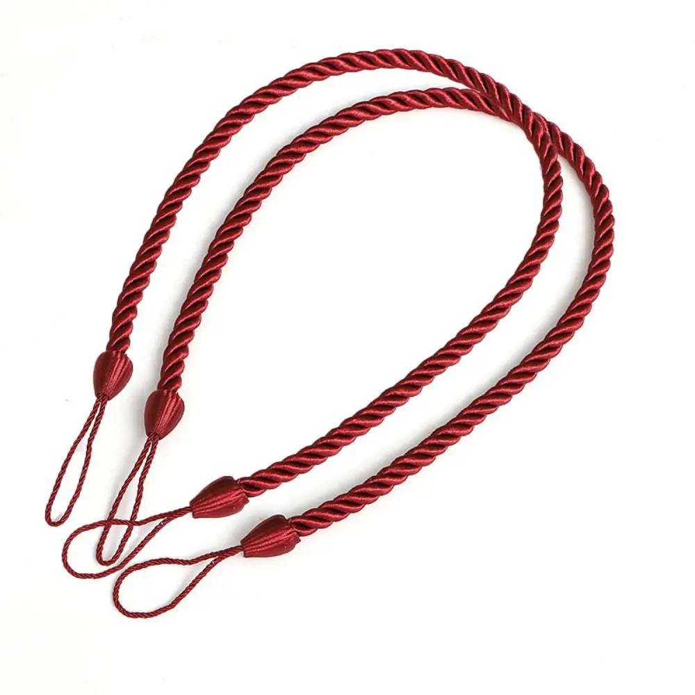 Woven Curtain Tiebacks 2-Pack – Twisted Rope Tie Straps Curtain Tiebacks PLUSH Red
