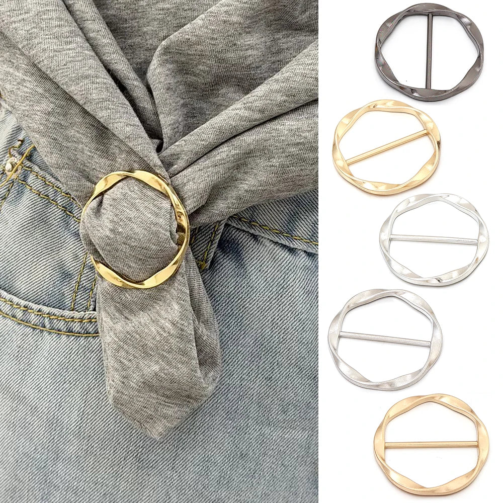 5pcs Alloy Twisted Round Scarf Ring Buckles | Garment Fasteners Garment Ring Buckle PLUSH