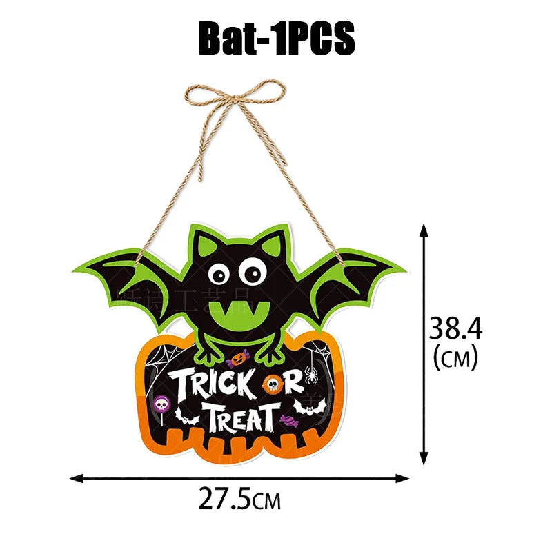 Halloween Door Hanger Decorations – Bats, Skeleton & Pumpkin Halloween Wall Decor PLUSH Style C-1PCS
