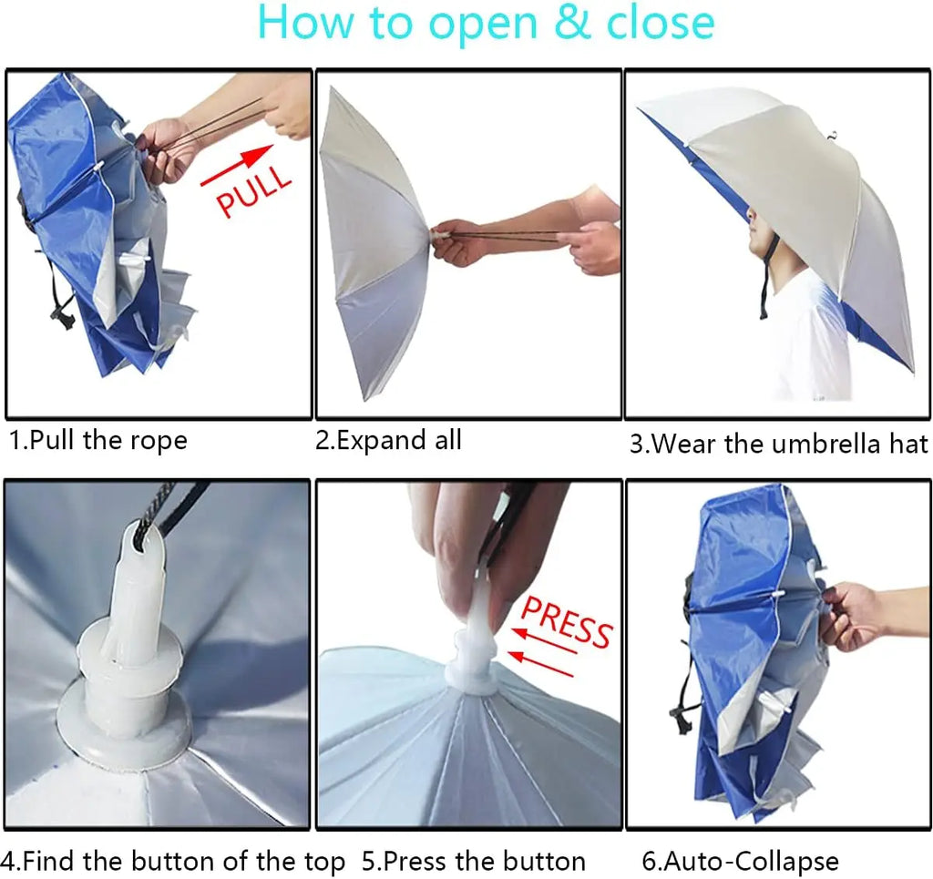 Double Layer Rainproof Umbrella Hat – Sun & Rain Protection Umbrella Hat PLUSH