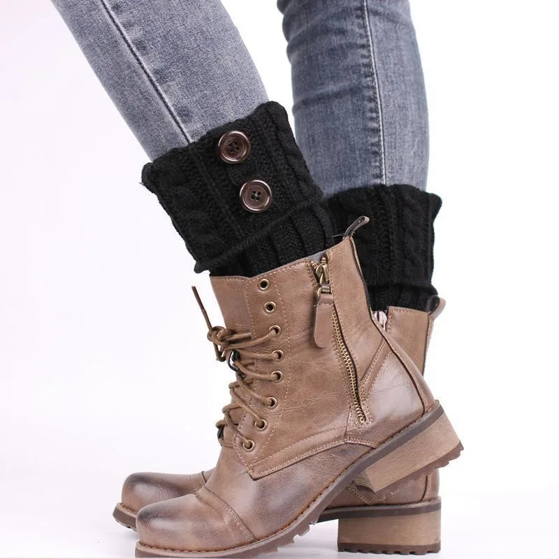 Cable Knit Button Ankle Leg Warmers – Women's Boot Toppers Ankle Leg Warmers PLUSH