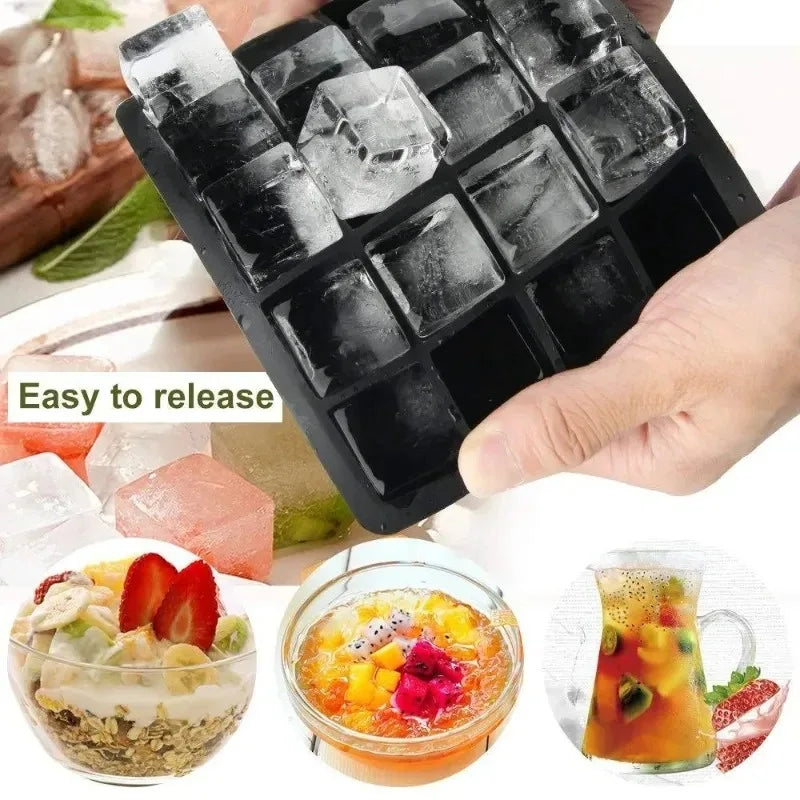 24-Grid Silicone Ice Cube Tray – Big Square Ice Mold Silicone Ice Tray PLUSH