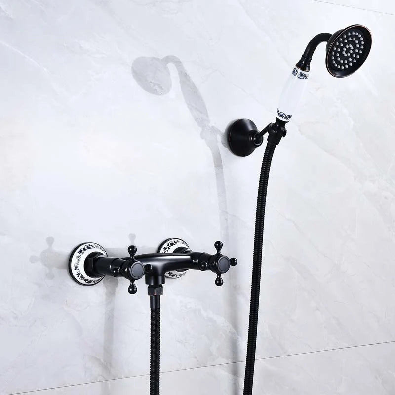 Wall Mount Bathtub Faucet & Handheld Spray – Antique Bronze Brass Bathtub Faucet Set PLUSH