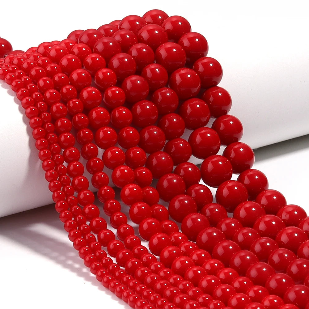 Red Coral Stone Round Spacer Beads 4–12mm | DIY Jewelry Stone Spacer Beads PLUSH