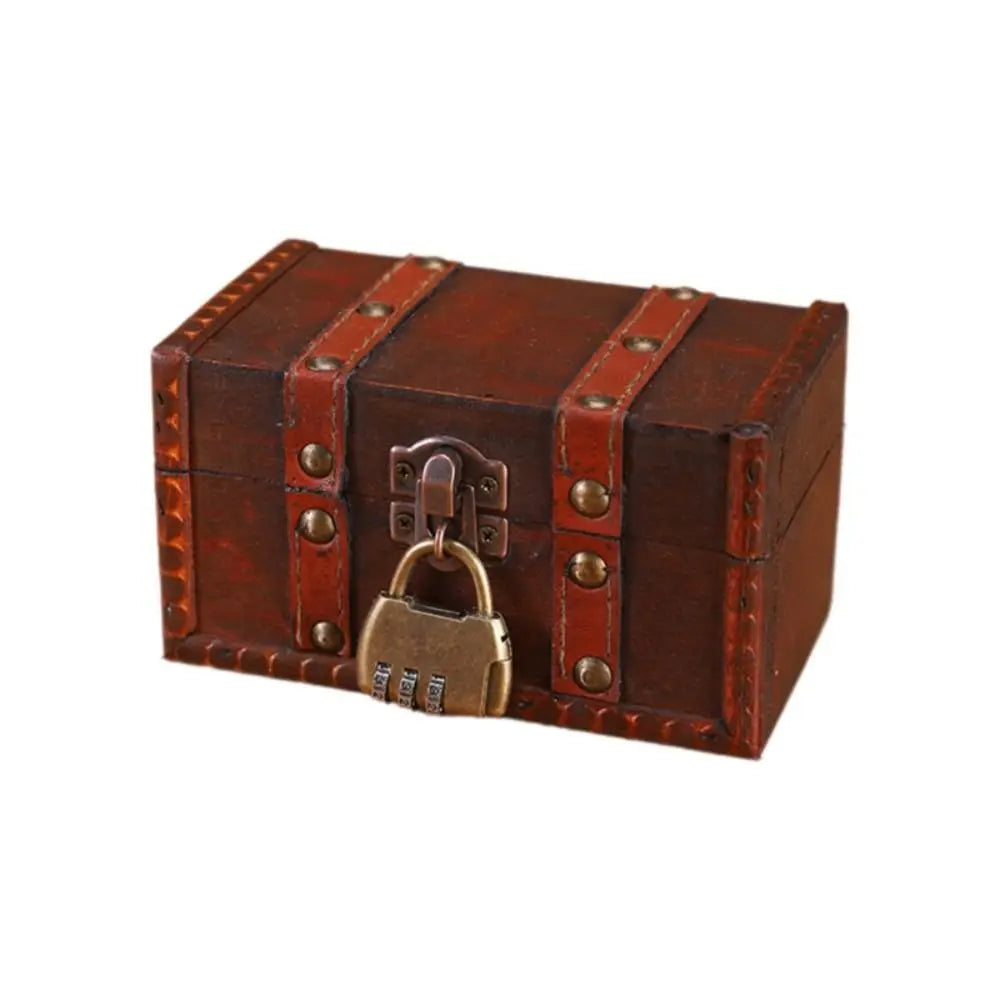 Vintage Wooden Treasure Chest Jewelry Box with Lock – Retro Jewelry Storage Box PLUSH