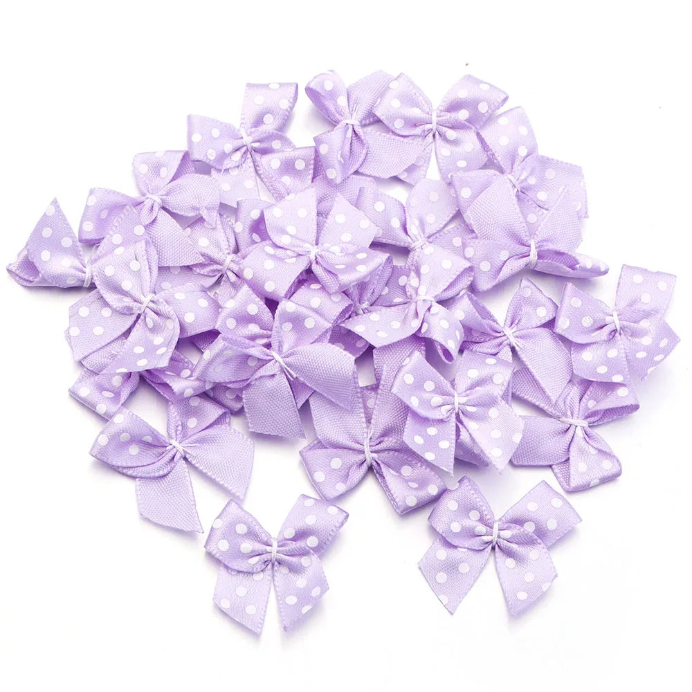 30pcs Mini Polka Dot Ribbon Bows 2.5cm – DIY Craft Decor Ribbon Bows PLUSH Purple 2.5X2.5cm