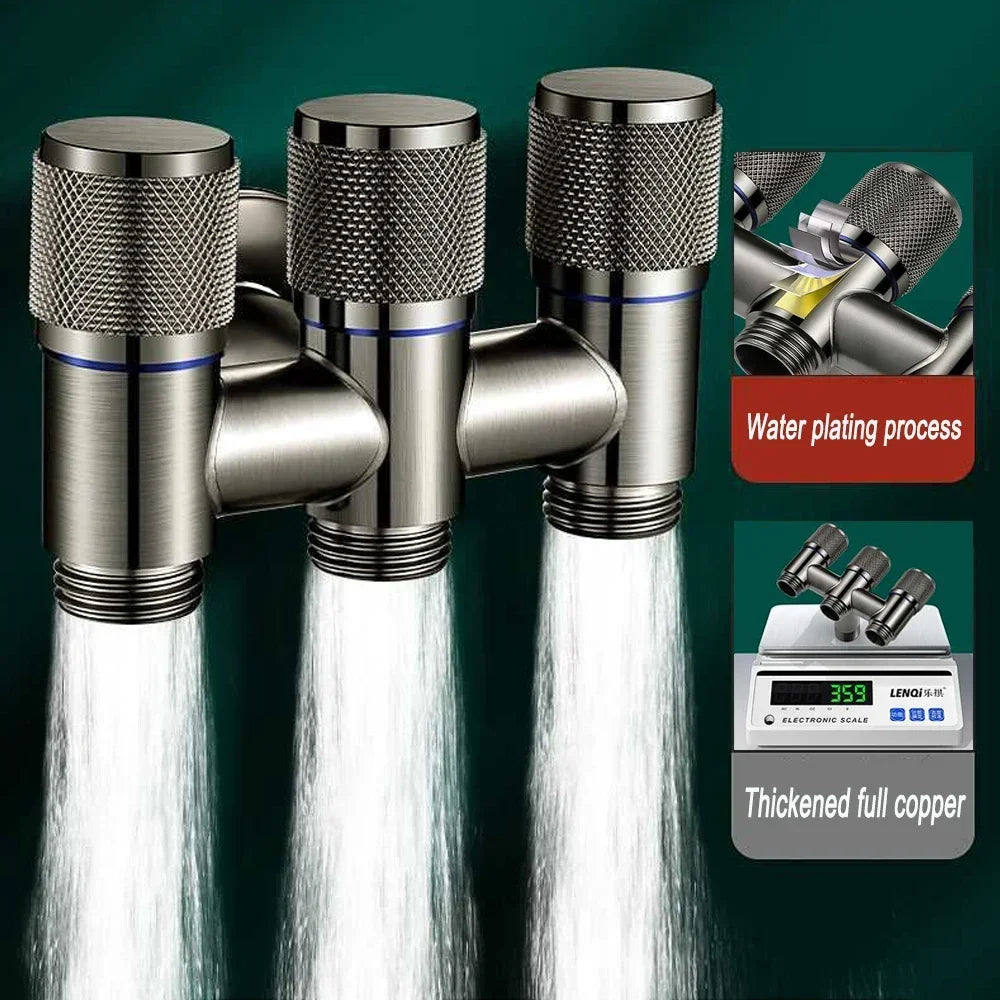 Toilet Corner Valve 1-In 2-Out Double Outlet Filling Valve Toilet Corner Valve PLUSH