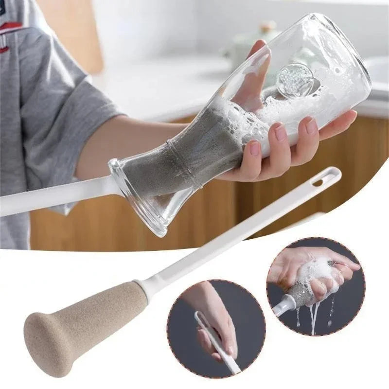 Long Handle Sponge Bottle Brush – Kitchen Cleaning Tool Bottle Cleaning Brush PLUSH