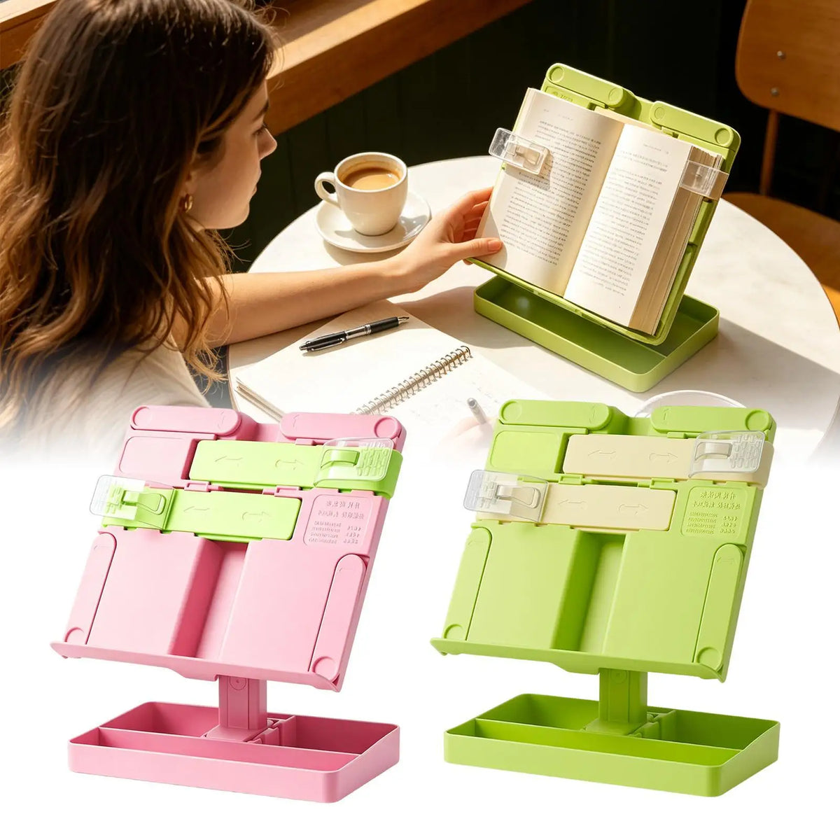 Adjustable Foldable Book Stand for Desk – Portable Book Holder Book Stand PLUSH