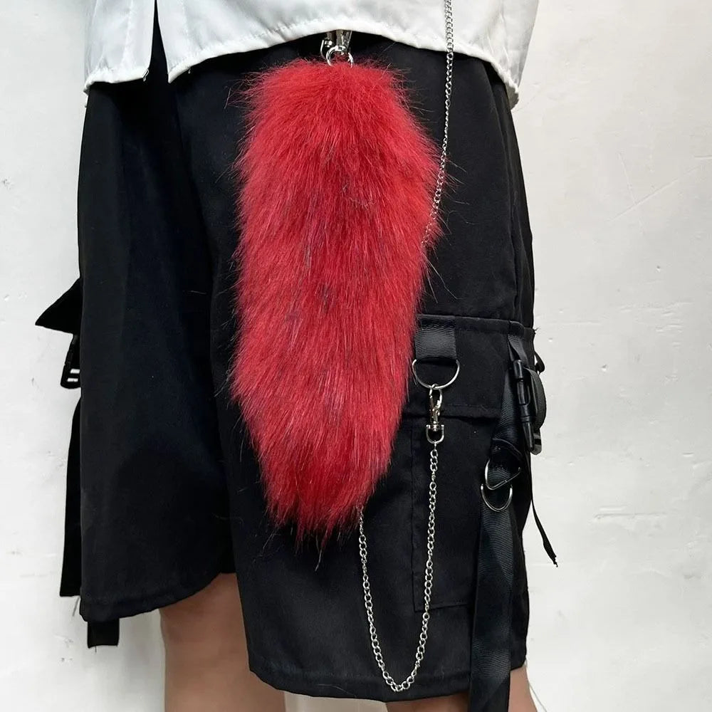 Fluffy Faux Fur Tail Keychain – Plush Cosplay Bag Charm Plush Tail Keychain PLUSH