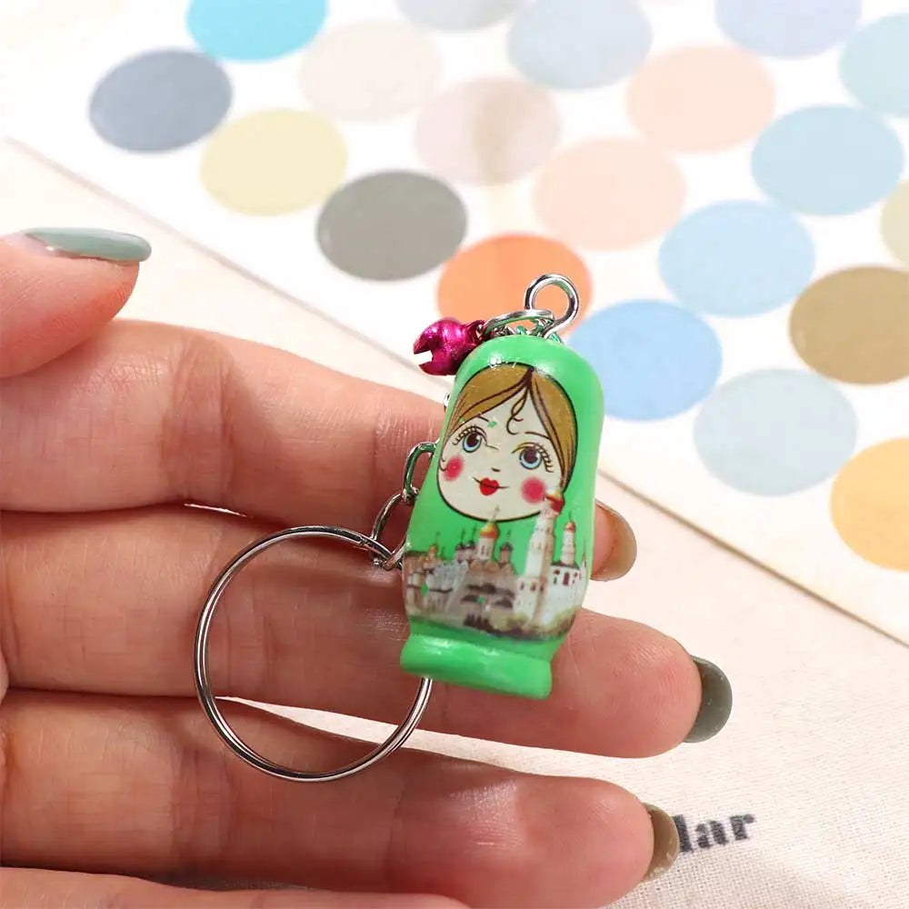 Wooden Matryoshka Russian Doll Key Ring Pendant – Creative Gift Wooden Doll Keychain PLUSH