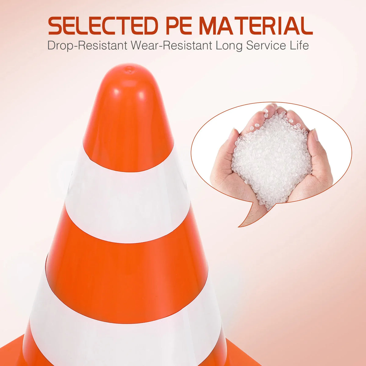 6-Pack Heavy Duty Reflective Stackable Traffic Cones Set Traffic Safety Cones PLUSH