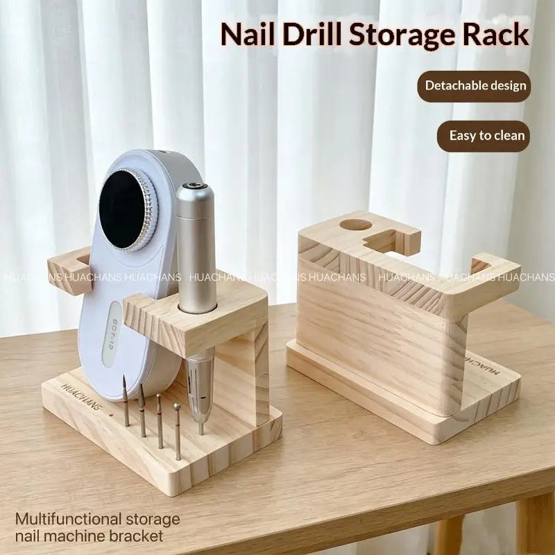 Wooden Nail Drill Bit Holder & Manicure Organizer Stand Nail Drill Organizer PLUSH