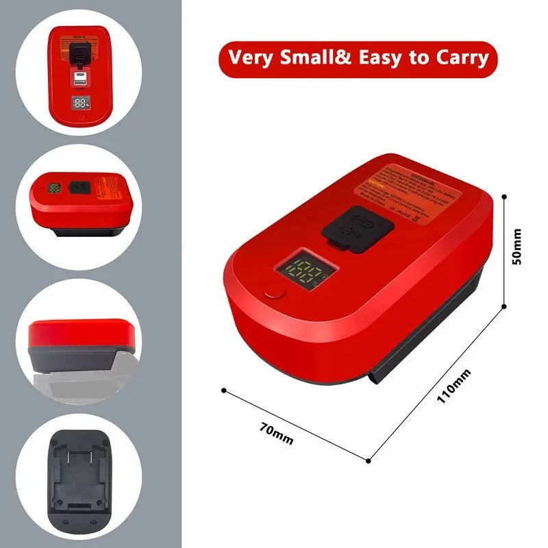 ZWINCKY 18/20V Battery Adapter USB + Type-C Fast Charging Battery Charging Adapter PLUSH