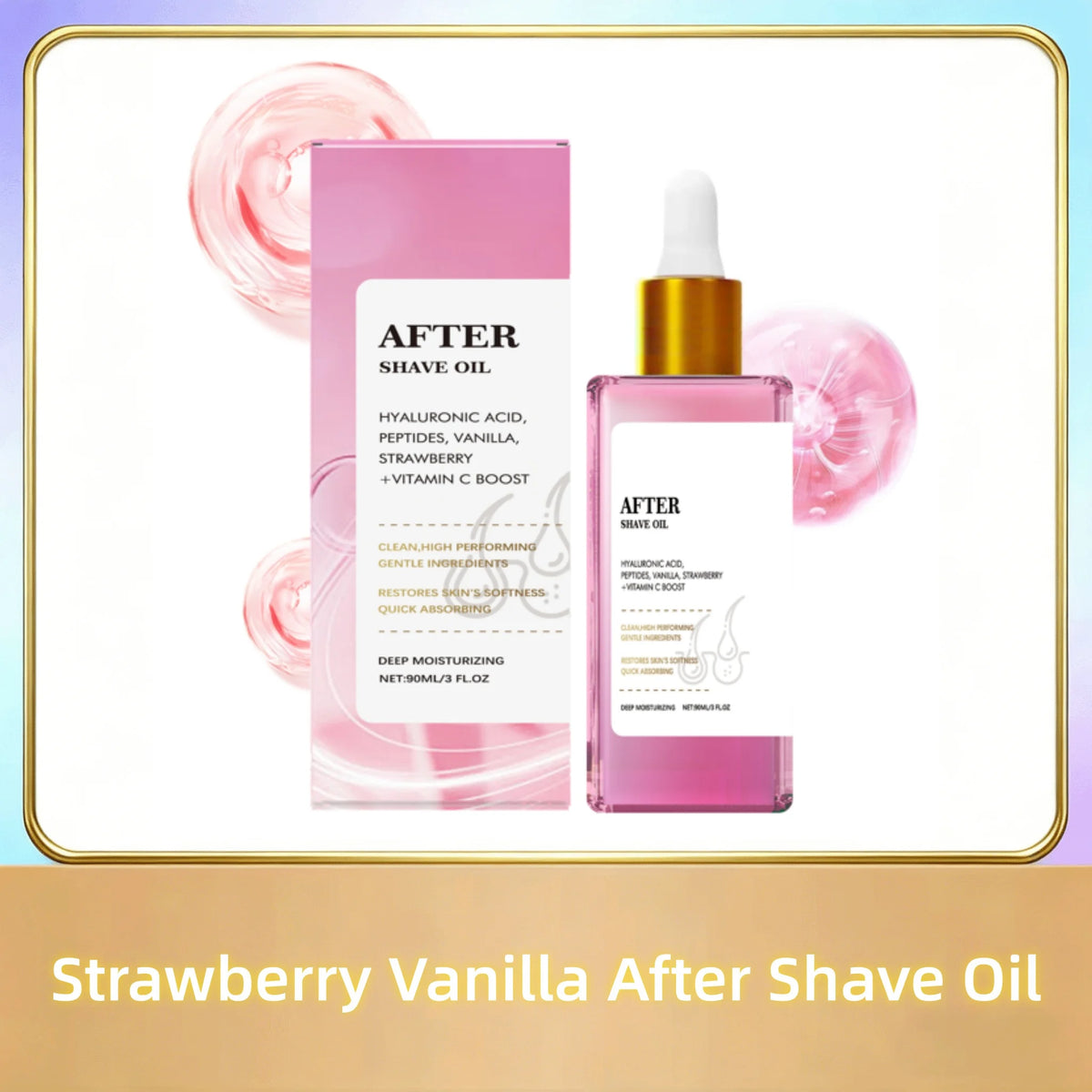 Strawberry Vanilla After Shave Oil for Women – Hydrating Serum After Shave Oil PLUSH 90ml in boxed