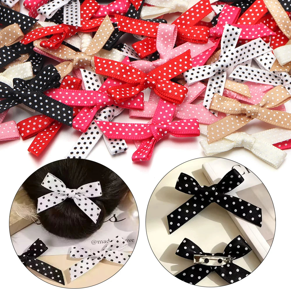 30pcs Polka Dot Ribbon Bows – DIY Hair & Sewing Craft Ribbon Bow Craft Supplies PLUSH