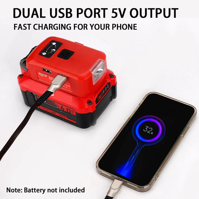 Craftsman 20V Battery Adapter – LED Work Light, Dual USB & 12V DC Battery Adapter PLUSH