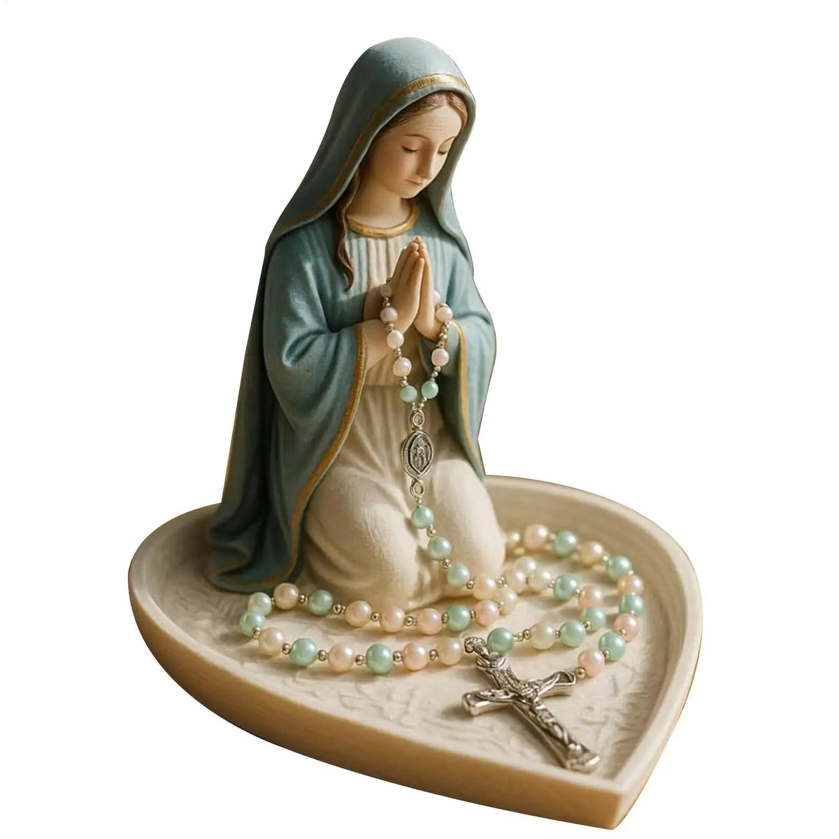 Virgin Mary Rosary Holder Statue – Our Lady of Grace Decor Religious Figurine PLUSH