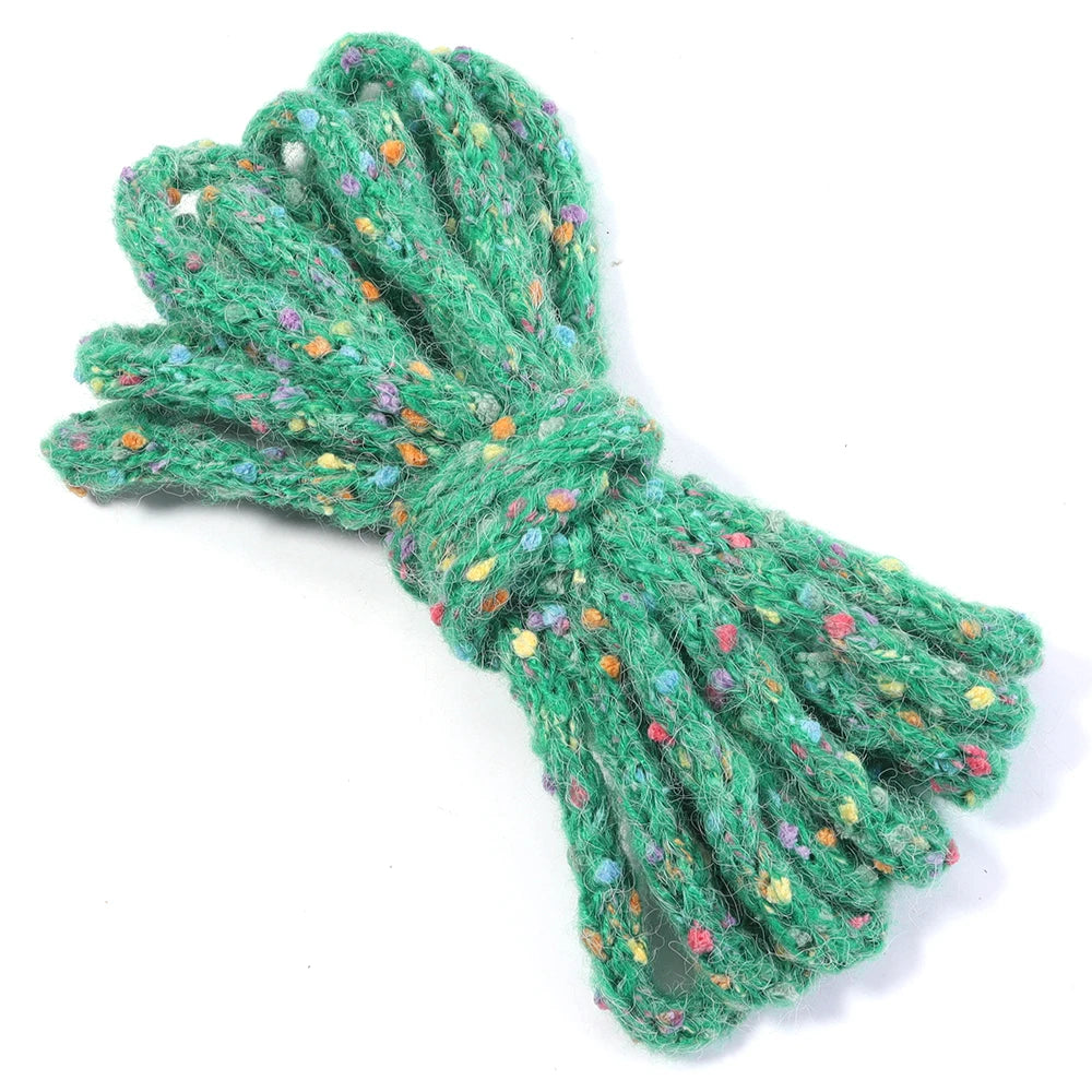 5 Yards 10mm Colorful Confetti Acrylic Knitted Yarn Cord – DIY Craft Yarn Cord PLUSH green
