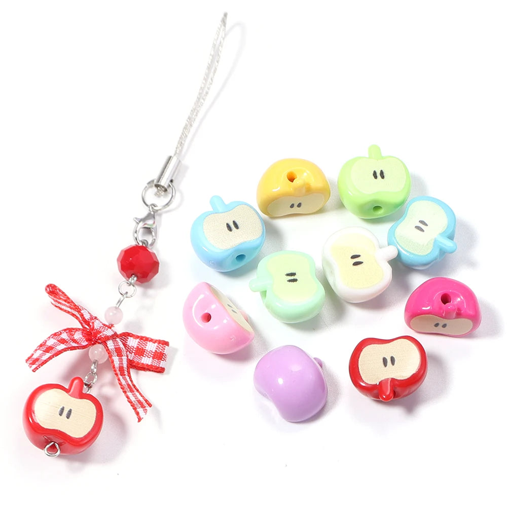 10pcs Half Apple Acrylic Spacer Beads – Colorful DIY Jewelry Acrylic Spacer Beads PLUSH