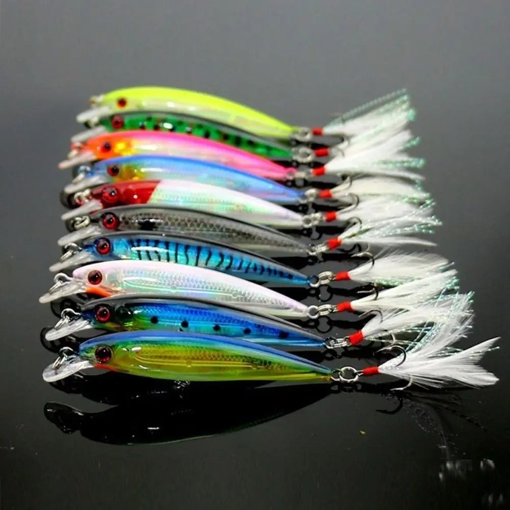 10pcs Simulation Fish Lures Kit 9cm/8g – Crank Bait Set Fishing Lure Kit PLUSH
