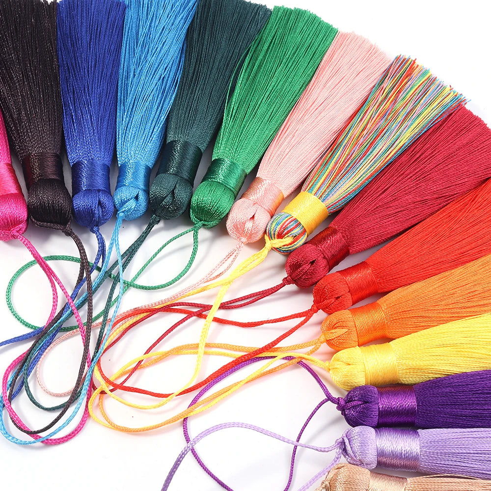 6pcs Colorful Silky Tassel Pendants – DIY Jewelry & Home Decor Tassel Fringe Pendant PLUSH