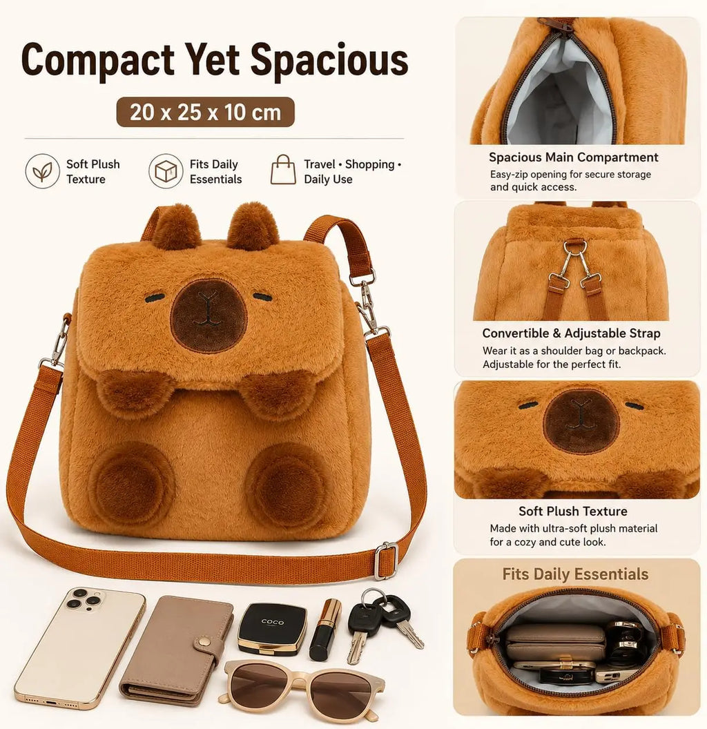 Cute Cartoon Plush Backpack – Large Capacity Fluffy School Bag Plush Backpack PLUSH