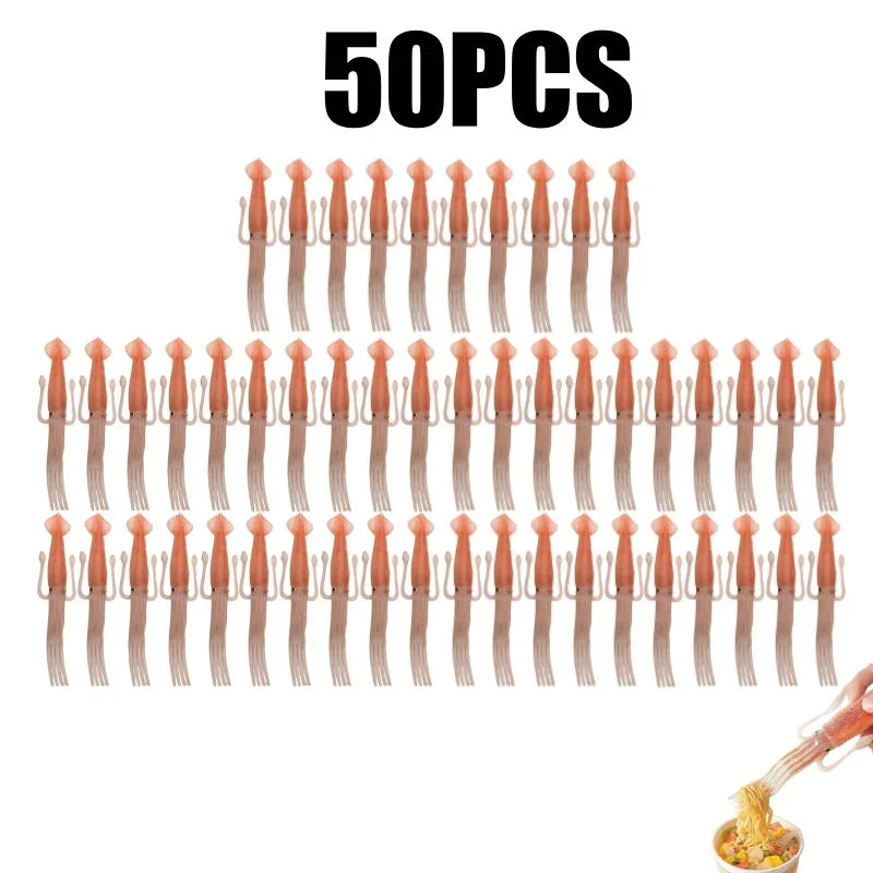 Squid Shape Novelty Plastic Fork – Fun Dining Utensil Novelty Dining Fork PLUSH 50PCS