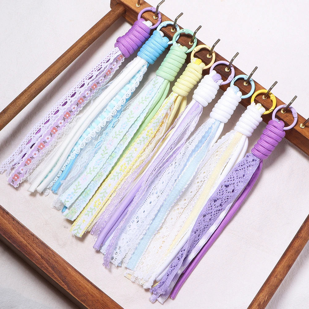 2pcs Braided Nylon Lanyard Keychain Charms – DIY Bag Pendant Keychain Lanyard Charm PLUSH