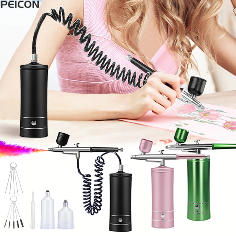 Portable Airbrush Kit with Compressor | K10 Pro Mini Spray Gun Airbrush Spray Kit PLUSH