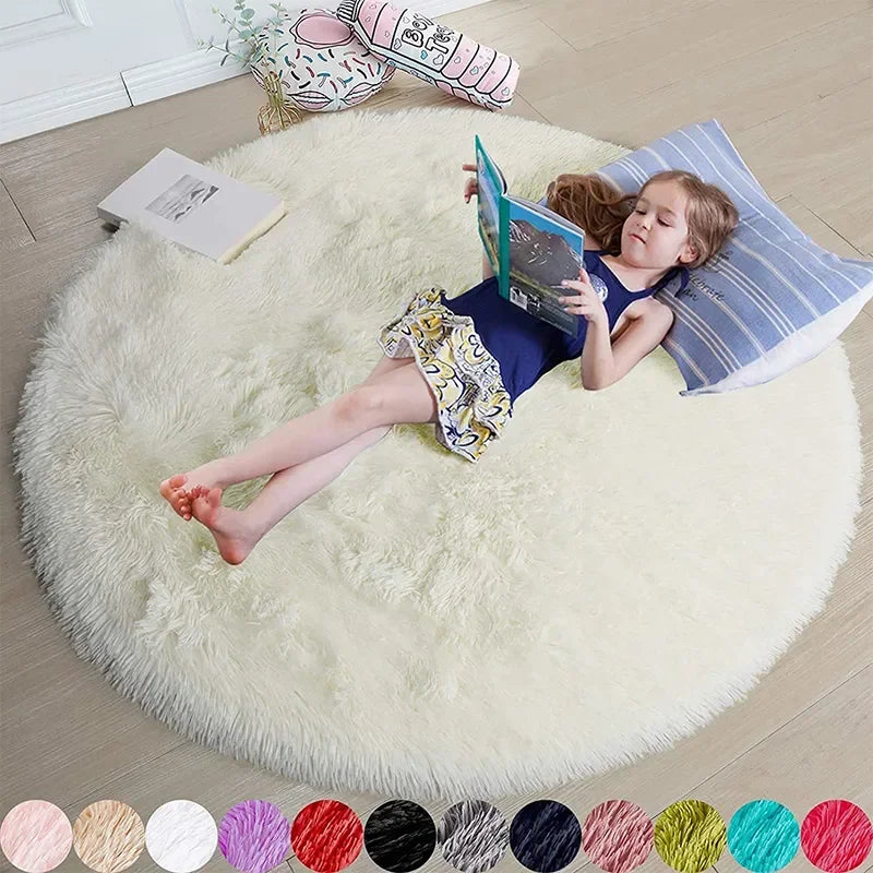 Super Soft Round Plush Rug – Thick Pile Fluffy Home Décor Plush Area Rug PLUSH