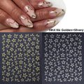 Gold Silver Hollow Star Nail Stickers – Y2K Bronzing Decals 2pc Nail Art Stickers PLUSH SWA186 Gold Silver