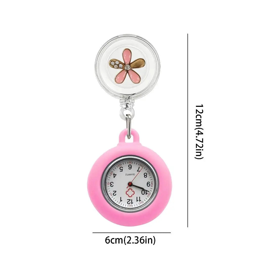 Retractable Nurse Fob Watch – Floral Badge Reel Pocket Watch Nurse Fob Watch PLUSH