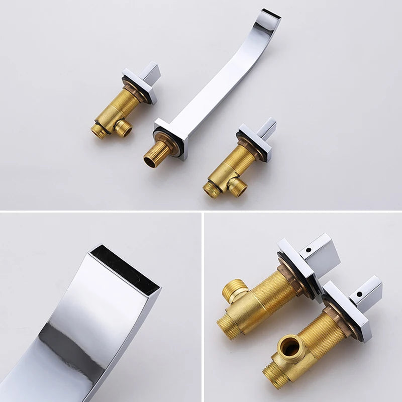 Wall Mounted Dual Handle Basin Faucet – Chrome Brass ELT01 Bathroom Basin Faucet PLUSH