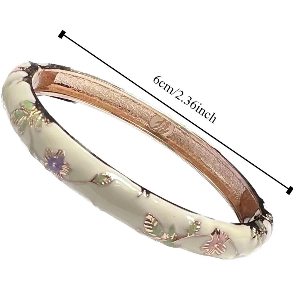 Chinese Cloisonné Enamel Peony Bangle – Vintage Filigree Bracelet Enamel Bangle Bracelet PLUSH