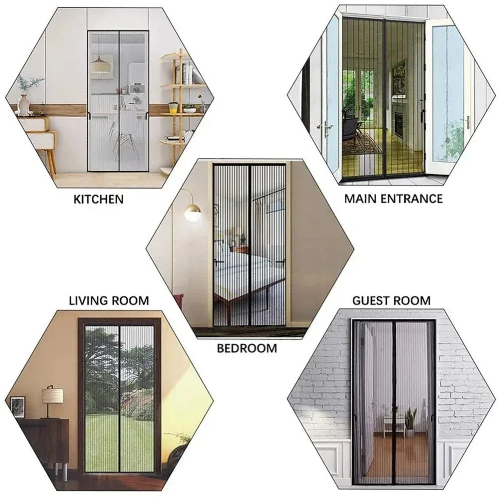 Magnetic Mesh Door Curtain – Auto-Close Insect & Fly Screen Magnetic Door Screen PLUSH