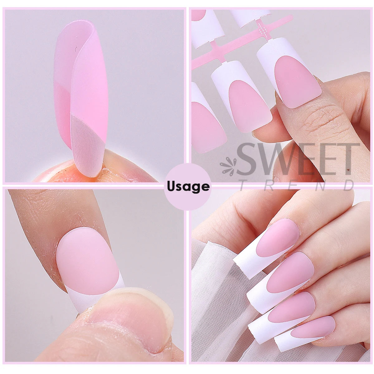 150/160pcs Matte Press On Nails Nude Pink French Tips Press On Nail Tips PLUSH