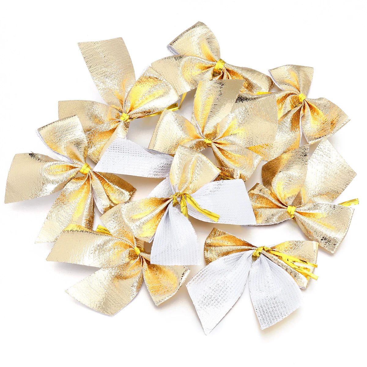 30pcs Handmade Fabric Ribbon Bows Gold Red DIY Gift Decor Decorative Ribbon Bows PLUSH gold 5.5x5cm