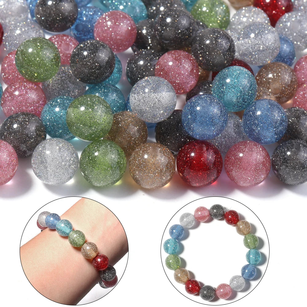 20pcs Gypsophila Resin Beads – Colorful Sparkle Round DIY Jewelry Resin Jewelry Beads PLUSH