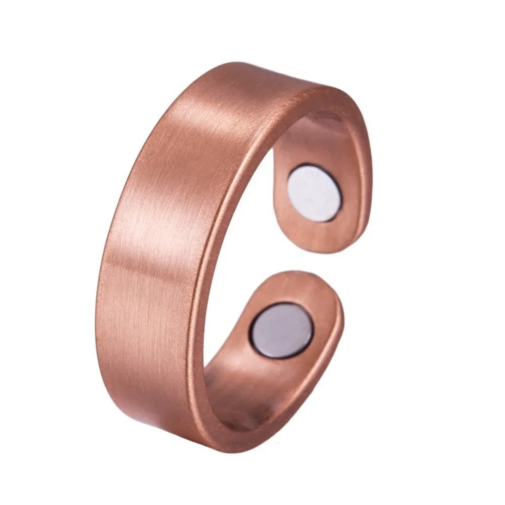 Retro Magnetic Cuff Bracelet & Ring Set – Unisex Alloy Bangle Cuff Bracelet Set PLUSH Bronze Ring