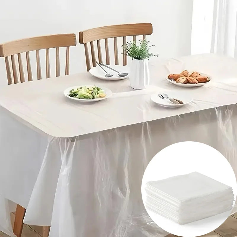 Disposable Waterproof Plastic Tablecloths 10/20pcs – Oil Resistant Disposable Tablecloth PLUSH