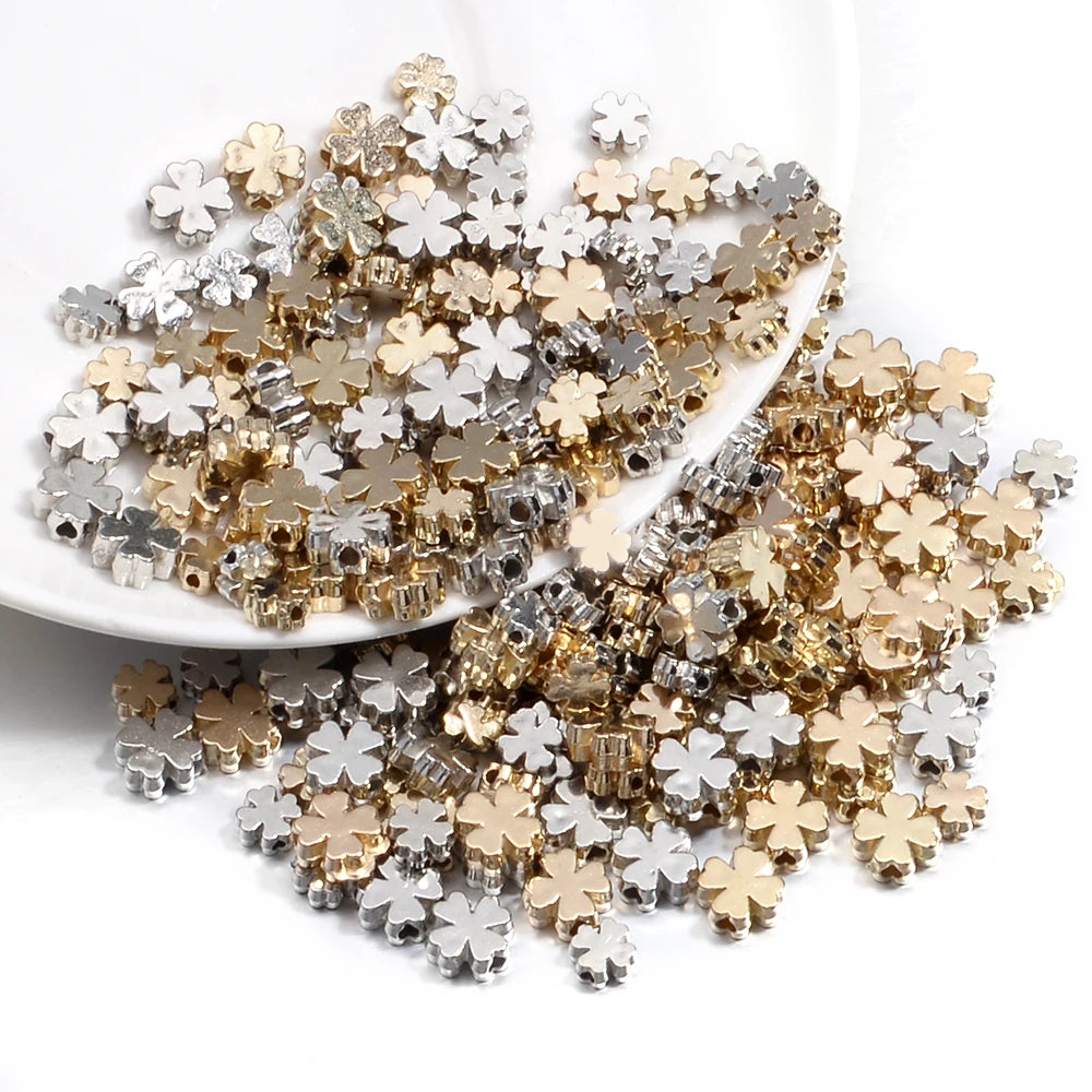 100-200pcs Four Leaf Clover CCB Spacer Beads 6/8mm DIY Jewelry Jewelry Spacer Beads PLUSH